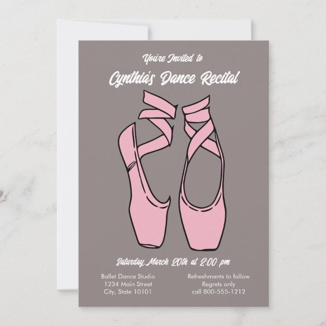 Minimalist Pink Ballet Dance Recital Invitation (Front)