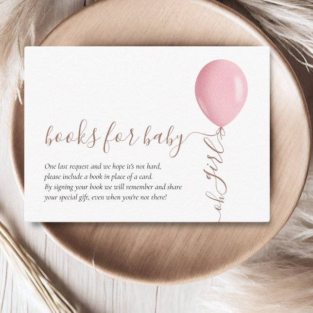 Minimalist Pink Balloon Baby Shower Books for Baby Enclosure Card (Creator Uploaded)