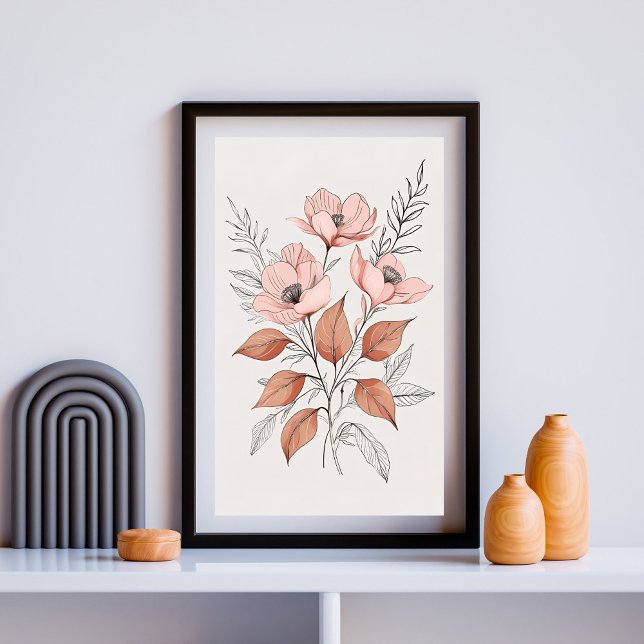 Minimalist Pink Blossom Botanical Art Print III (Creator Uploaded)