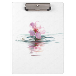 Minimalist Pink Blossom Water Ripple Clipboard