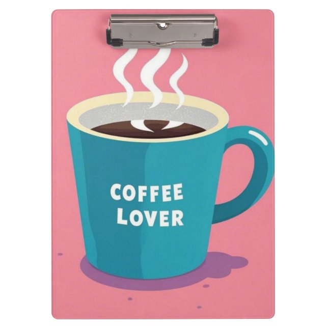 Minimalist Pink Blue Coffee cup lover  Clipboard (Front)