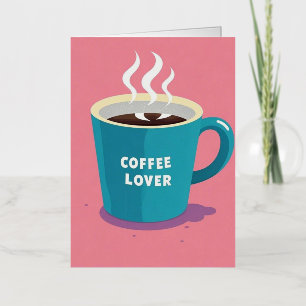 Minimalist Pink Blue Coffee cup lover  Foil Greeting Card