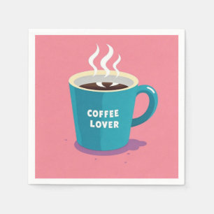 Minimalist Pink Blue Coffee cup lover  Napkin