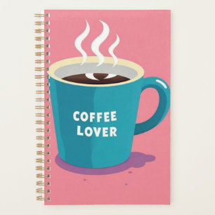 Minimalist Pink Blue Coffee cup lover Planner