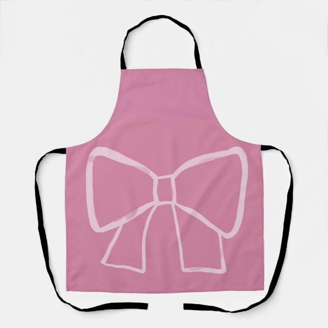 Minimalist Pink Bow Apron (Front)