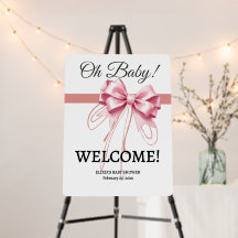 Minimalist Pink Bow Baby Shower