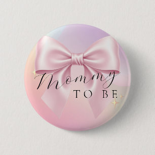 Minimalist Pink Bow Baby Shower 6 Cm Round Badge