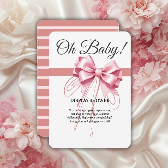 Minimalist Pink Bow Baby Shower Enclosure Card (Creator Uploaded)