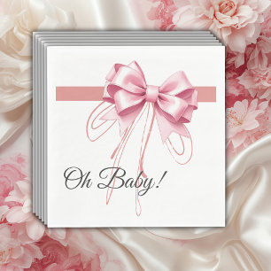 Minimalist Pink Bow Baby Shower Napkin
