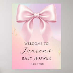 Minimalist Pink Bow Baby Shower Poster