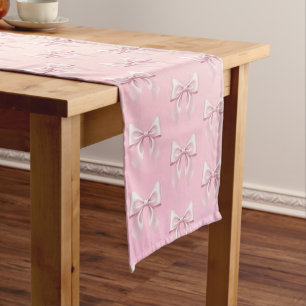 Minimalist Pink Bow Baby Shower Short Table Runner