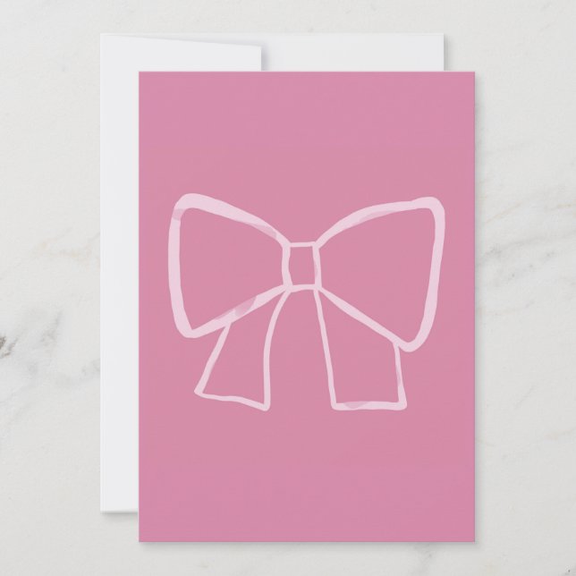 Minimalist Pink Bow Invitation (Front)
