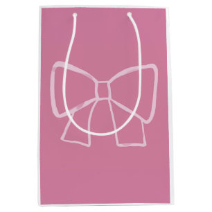 Minimalist Pink Bow Medium Gift Bag