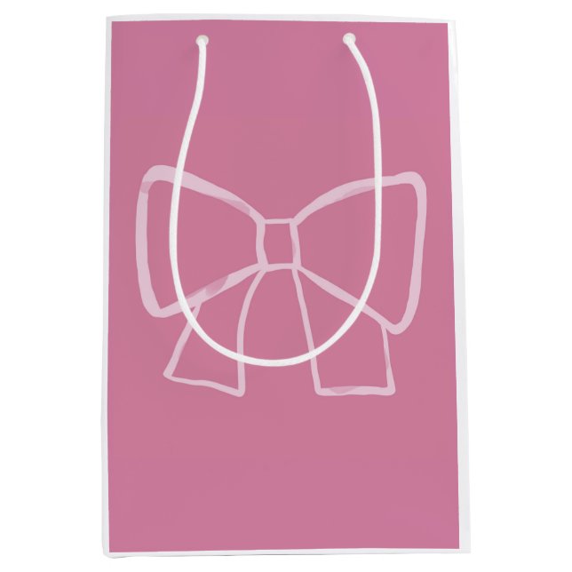 Minimalist Pink Bow Medium Gift Bag (Front)