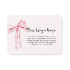 Minimalist Pink Bow Recipe Bridal Shower