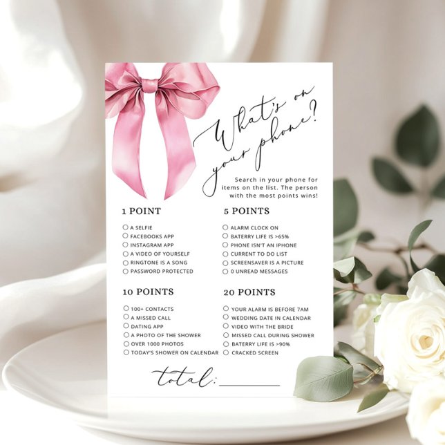 Minimalist Pink Bow what's on your phone game (Creator Uploaded)