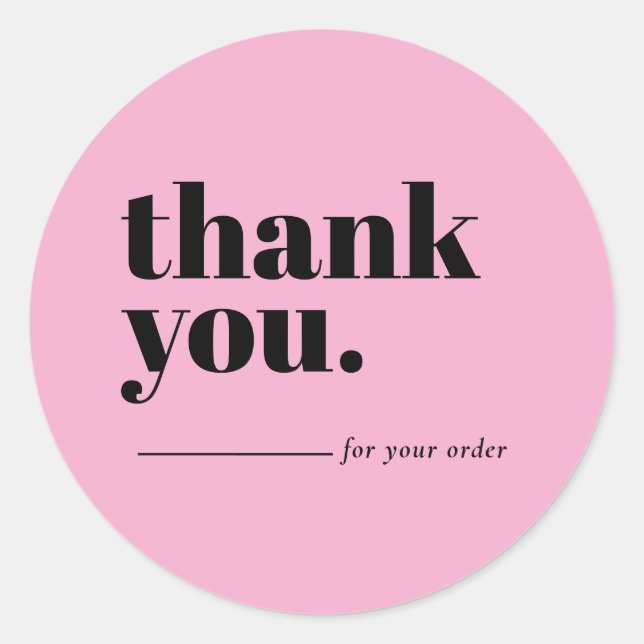Minimalist Pink Business Customer Thank You Classic Round Sticker (Front)