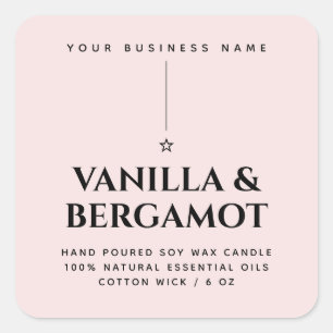 Minimalist pink candle product label