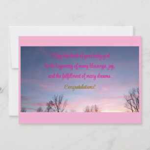 Minimalist Pink & Celestial Baby Girl Card
