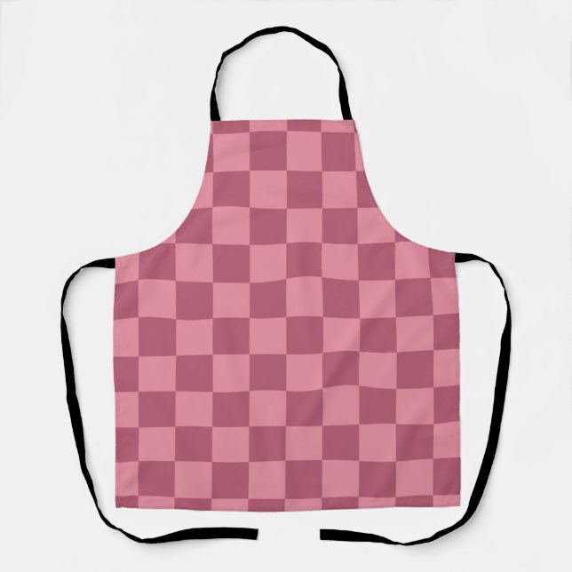 Minimalist Pink Chequerboard Pattern Apron (Front)