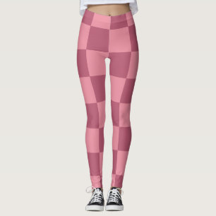 Minimalist Pink Chequerboard Pattern Leggings
