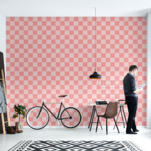 Minimalist Pink Chequered Pattern Wallpaper