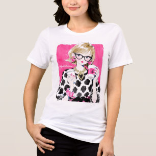 Minimalist & Pink Coffee Girl Graphic T-Shirt Tri-Blend Shirt
