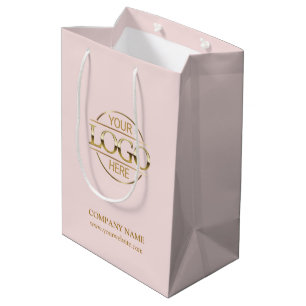 Minimalist Pink Corporate Company Business Logo  Medium Gift Bag