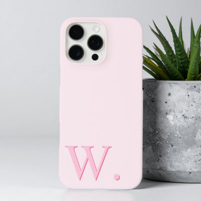 Minimalist Pink Custom Monogram Letter Initial Case-Mate iPhone Case (Creator Uploaded)