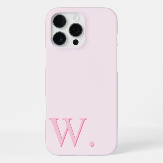 Minimalist Pink Custom Monogram Letter Initial iPhone Case (Back)