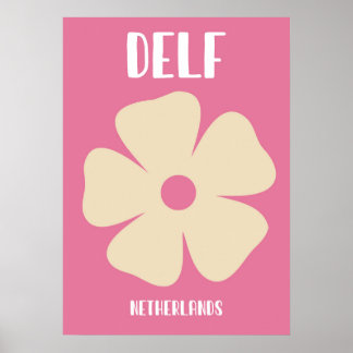 Minimalist Pink Delft Flower Art Poster