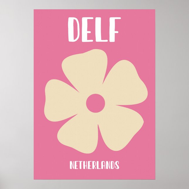 Minimalist Pink Delft Flower Art Poster (Front)