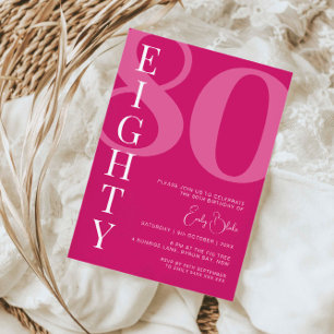 Minimalist Pink Eighty 80th Birthday Party Invitation