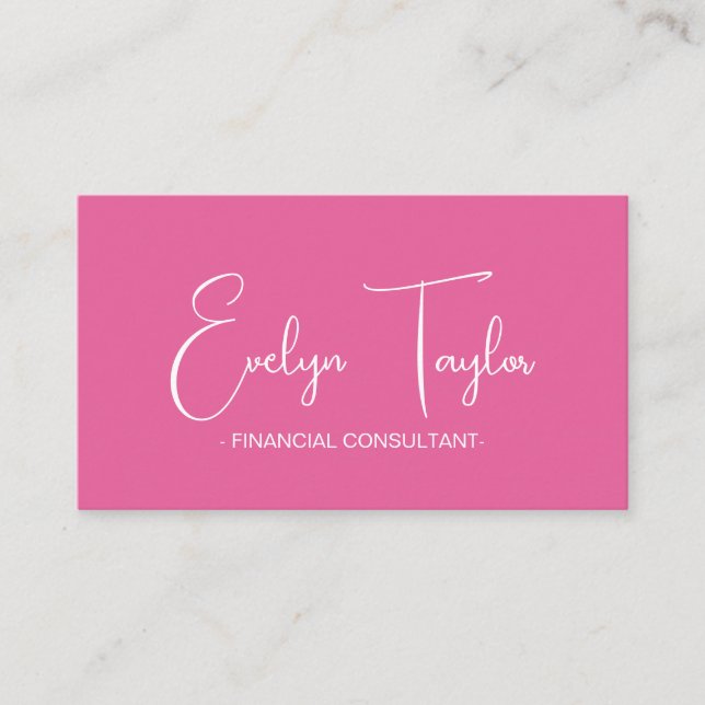 Minimalist Pink Elegant Woman Business Cards  (Front)