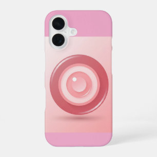 Minimalist Pink Evil Eye Icon on Soft Pastel iPhone 16 Case
