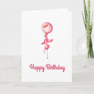 Minimalist Pink Flamingo Illustration Personalised Card