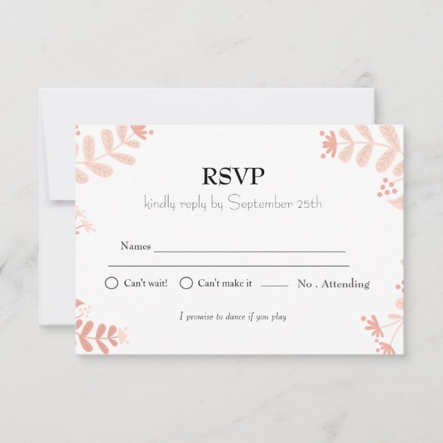 Minimalist Pink Floral Kids Birthday Party RSVP  (Front)