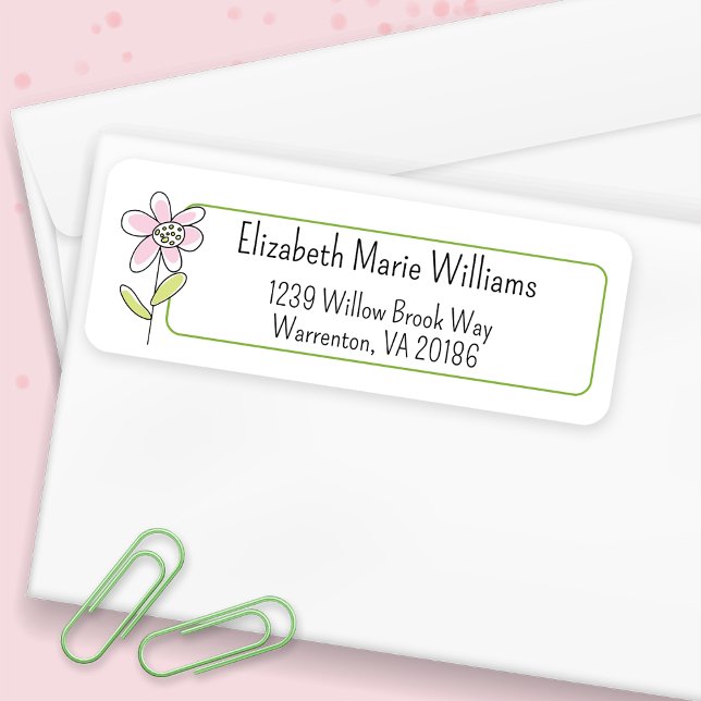 Minimalist Pink Flower Return Address (Creator Uploaded)