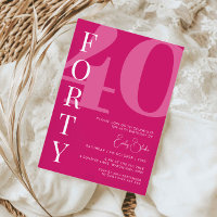 Minimalist Pink Forty 40th Birthday Party