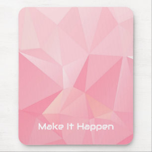 Minimalist Pink Geometric Pattern Motivational Mouse Mat