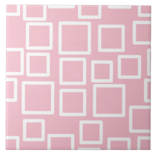 Minimalist Pink Geometric Squares Tile