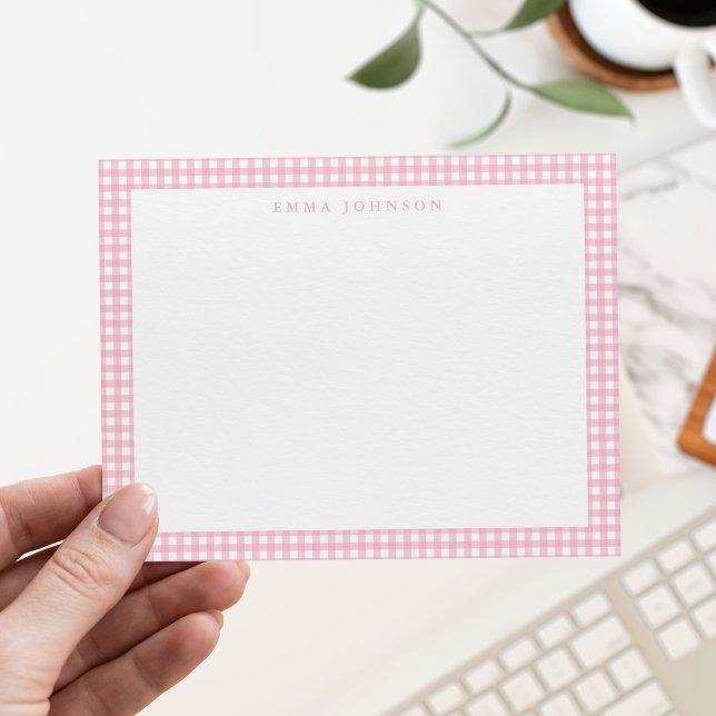 Minimalist Pink Gingham Plaid Card (Creator Uploaded)
