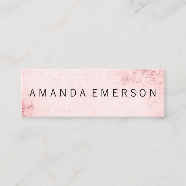 Minimalist Pink Grunge Mini Business Card (Front)
