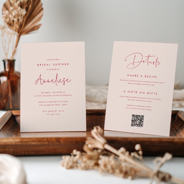 Minimalist Pink Handwritten Script Bridal Shower Invitation (Creator Uploaded)