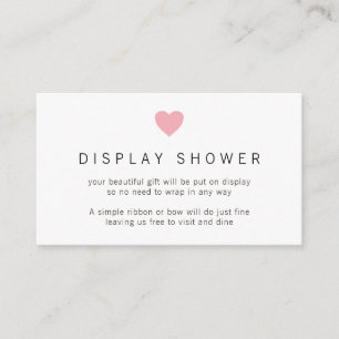 Minimalist Pink Heart Display Shower Baby Shower Enclosure Card
