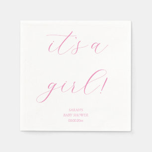 Minimalist Pink It's a Girl Baby Shower Cute  Napkin