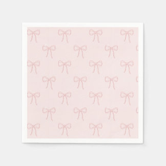Minimalist Pink Line Art Bow Napkin