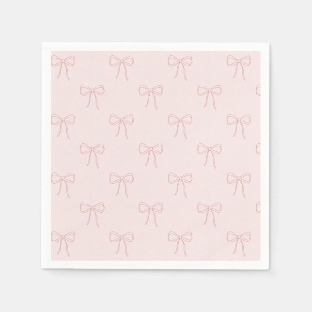 Minimalist Pink Line Art Bow Napkin (Front)