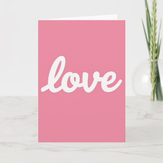 Minimalist Pink Love Script Card (Front)
