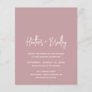 Minimalist Pink Modern Budget Wedding Invite